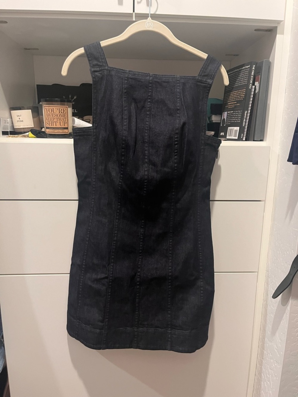 A.L.C. Indigo Denim Square-Neck Mini Dress
